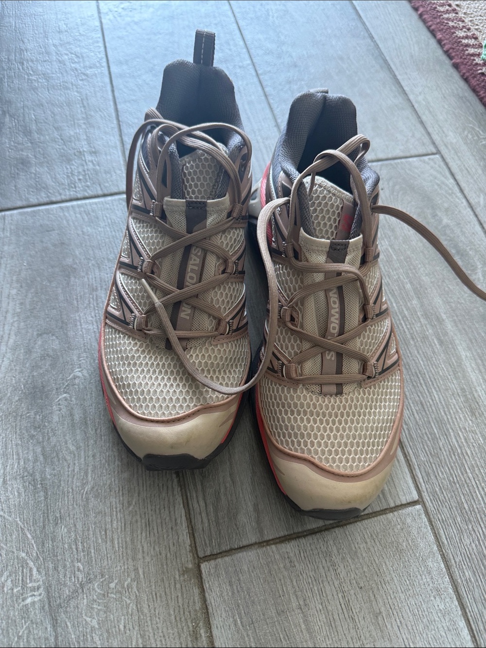 Salomon Beige and Coral Trail Running Shoes